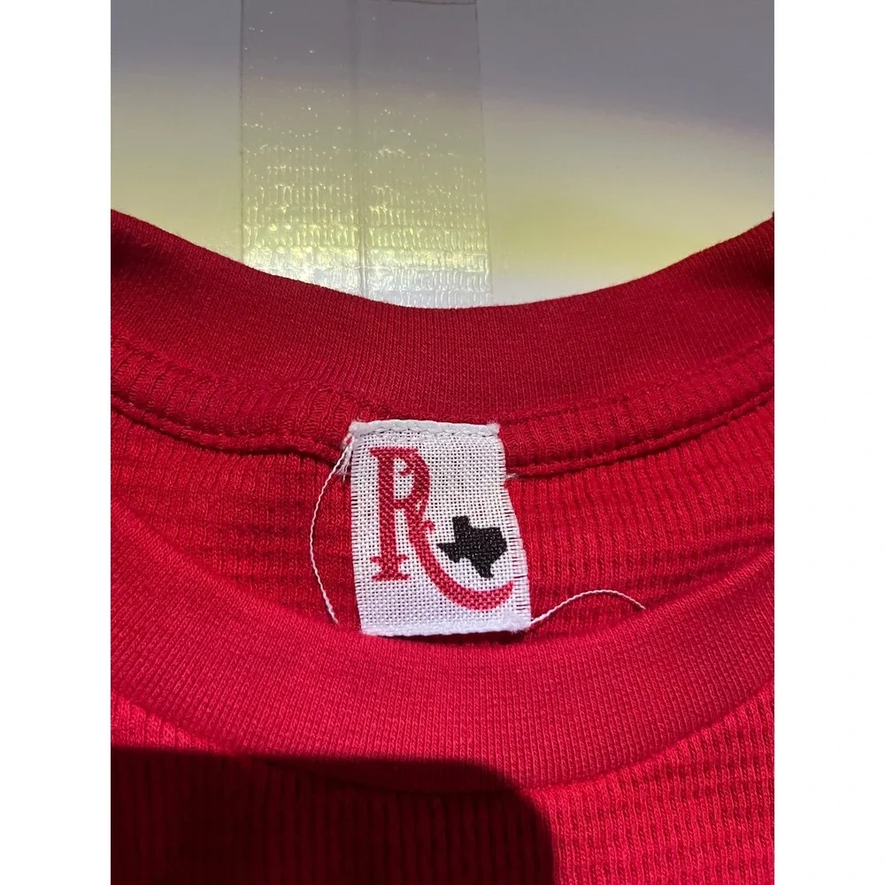 Rough and Tumble Red Thermal Waffle Knit Graphic Long Sleeve Shirt Mens Large